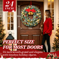 thumbnail image 6 of Moonsun 24" Pre-Lit Christmas Wreath, Flocked White, Warm White Lights with Bow & Large Jingle Bells for Front Door, Window, Mantel, Indoor & Outdoor Holiday Decor, 6 of 8