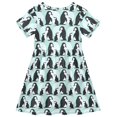 thumbnail image 2 of FORMRS Girls Short Sleeve Dress Summer Casual Round Neck A-line Beach Sundress, Sizes 2T-8T, Green Penguins Pattern, 2 of 8