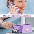 thumbnail image 4 of Phone Case for Samsung Galaxy S23 Ultra 5G Wallet Cell Cover with Credit Card Holder Stand Shoulder Crossbody Strap Long Lanyard Leather S23Ultra 23S S 23 23Ultra 6.8 inch Women Girls Purple, 4 of 11