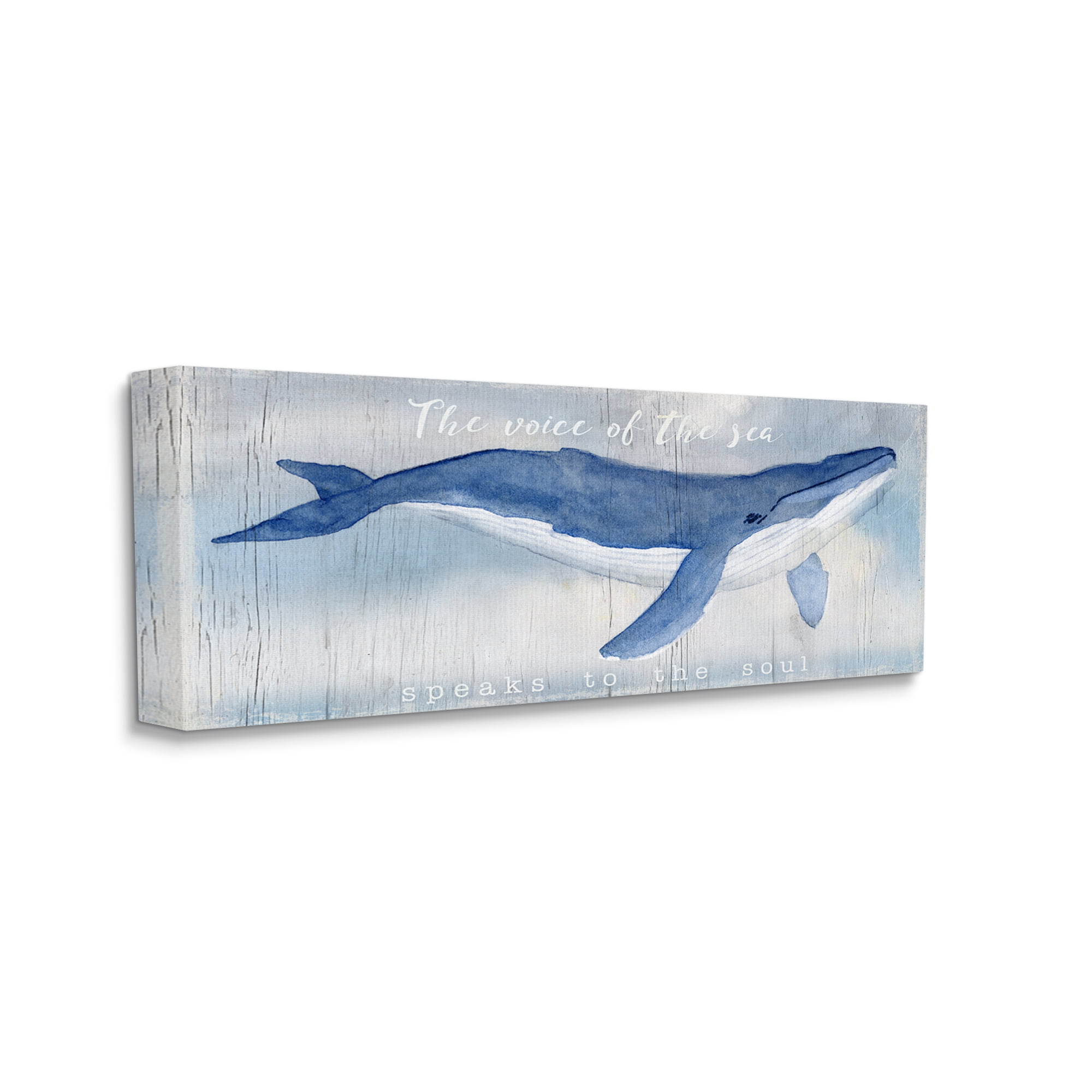 Stupell Industries Voice Of The Sea Inspirational Ocean Lover Whale Quote Graphic Art Gallery Wrapped Canvas Print Wall Art, Design by Katie Swatland