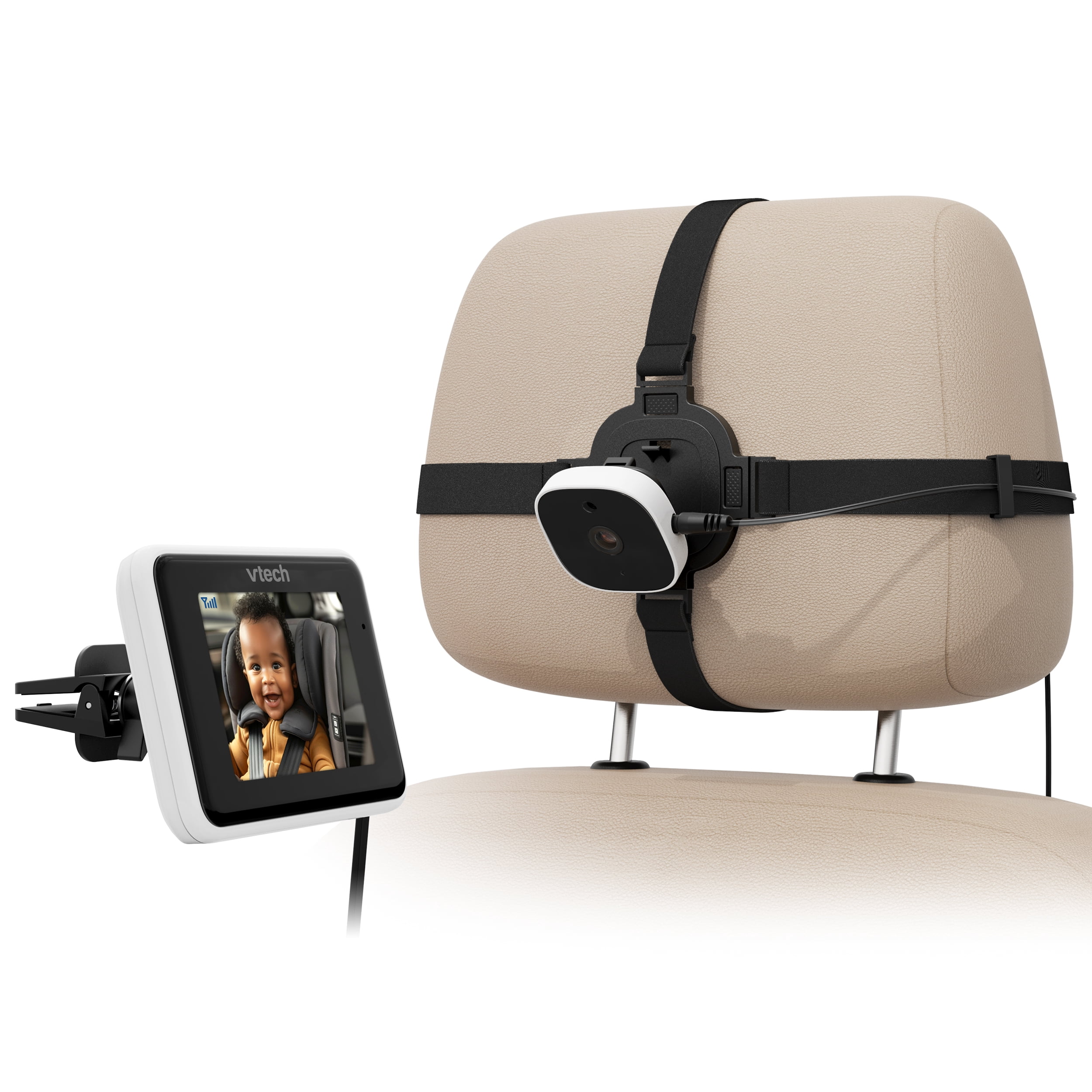 VTech V-Go In-Car Baby Monitor, 2.8" High-Resolution Display, Vent Mount Viewer & Rear Seat Camera, Backseat Infant Safety Monitoring System, Night Vision, Easy Install, Clear Video for Travel