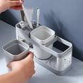 thumbnail image 5 of Family Toothbrush Holder with 2 Wash Cups | Gray Plastic Bathroom Organizer for Toothbrush Toothpaste Storage | 9.05x4.72x2.95in Countertop Stand, 5 of 6