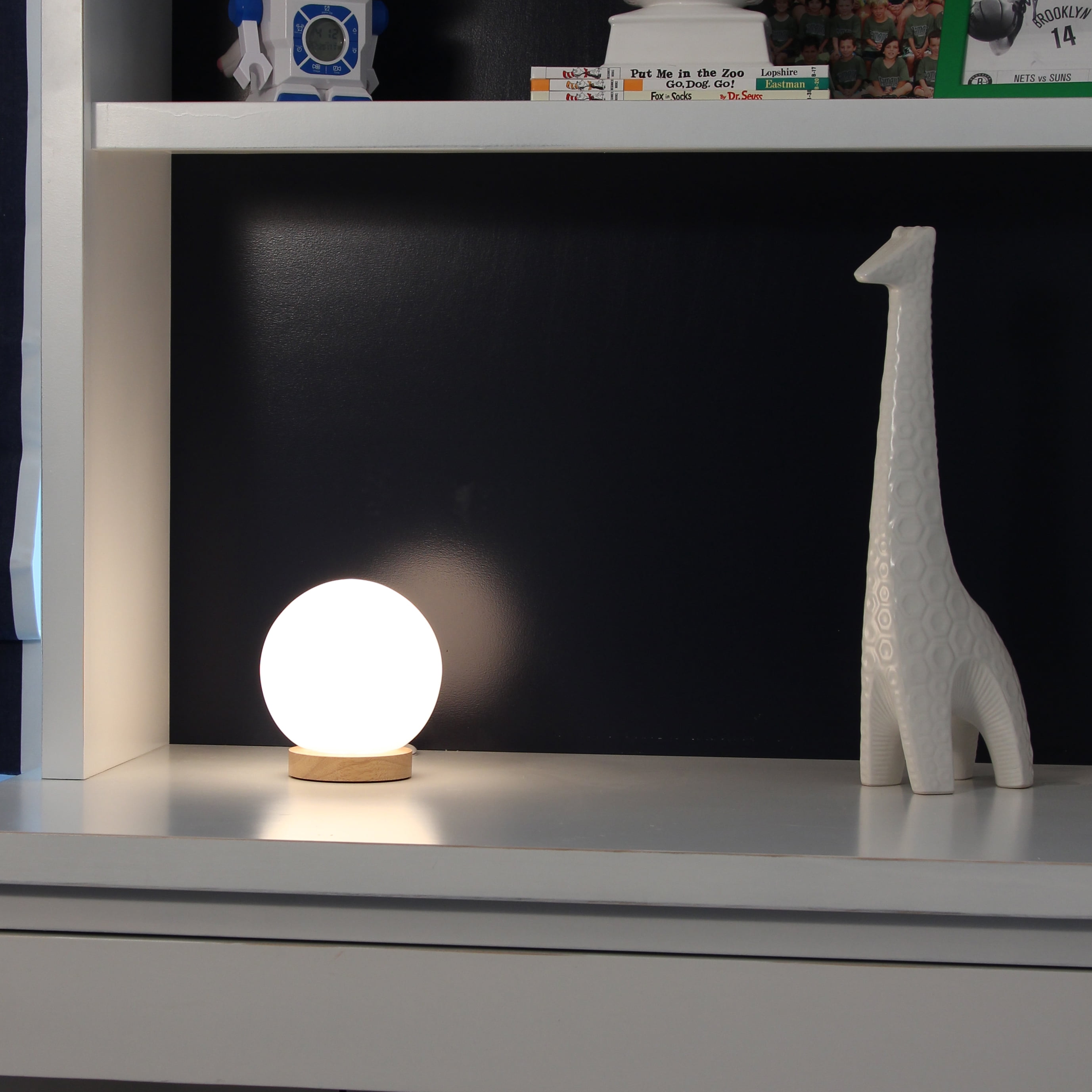 Table Lamps Tools Home Improvement Bedside Lamp Nightstand Lamp Small Lamp Natural Wooden Base With Round Glass Shade Iris Glass Ball Table Lamp