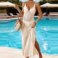 thumbnail image 1 of FcBaudy Maillots de Bain pour Femmes, Maillots de Bain pour Femmes Femmes Robe Décontractée à la Mode Unie à Bretelles Fendue avec Décoration Nœud en Métal Jupe à Bretelles Femmes Robe en polyester, 1 of 5