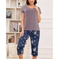 thumbnail image 3 of MyFav Women's Capri Pajama Sets Plus Size Sleepwear Top with Capri Pants 2 Piece Loungewear Set,2XL, 3 of 7