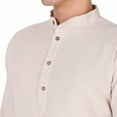 thumbnail image 4 of SKAVIJ Men's Handloom Cotton Henley Shirts Long Sleeve Mandarin Collar Longline Yoga Shirts with Pocket (Large, OffWhite), 4 of 7