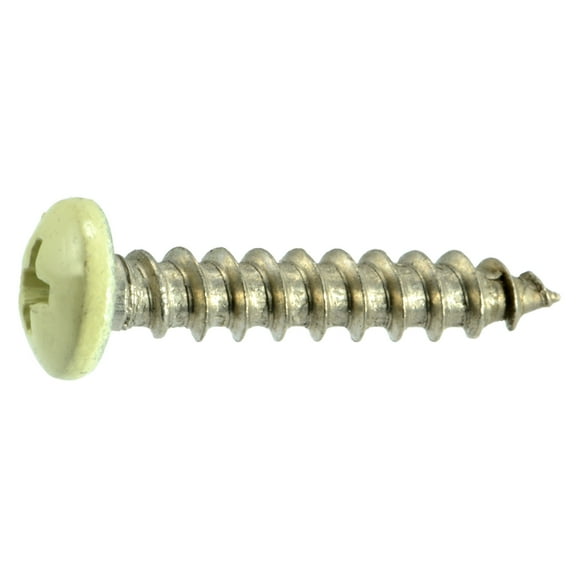 #10 x 1" Beige 18-8 Stainless Phillips Pan Head Sheet Metal Screws (10 pcs.)