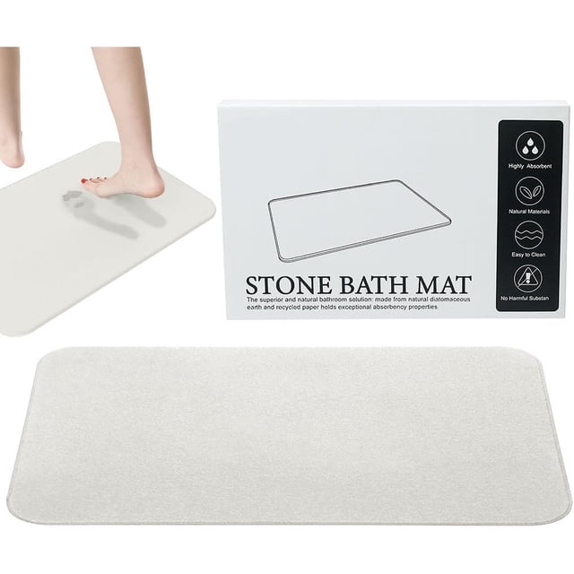 Tapete para Baño de Piedra, Tapete baño de Tierra de Diatomeas, Alfombra de Baño Antideslizante, Superficie Absorbente Instantánea, Fácil de Limpiar, Apto para Tina de Baño