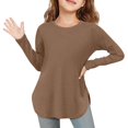 thumbnail image 2 of Otqutp Soft Polyester Girls Long Sleeve Tunic T-Shirt - Side Slit Casual Top for 3-12 Years, Comfort Fit Spring/Autumn Kids Wear, 2 of 7
