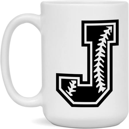 

Letter J Mug Baseball Monogram Initial Alphabet Coffee Mug 15-Ounce WhiteJ Mug J Mug 15 oz. Mug