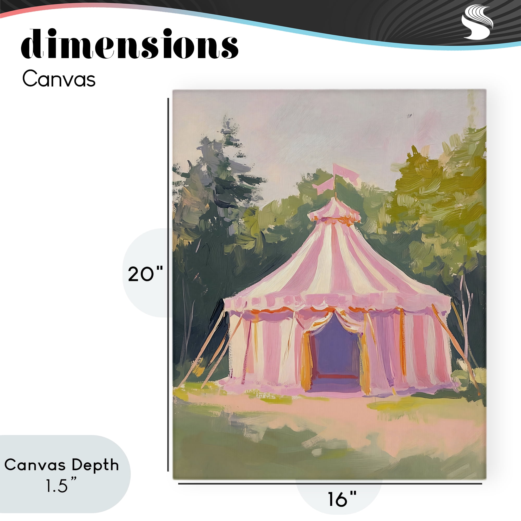 Stupell Industries Pink Circus Tent in Meadow Canvas Wall Art, design by The Prints Vibe