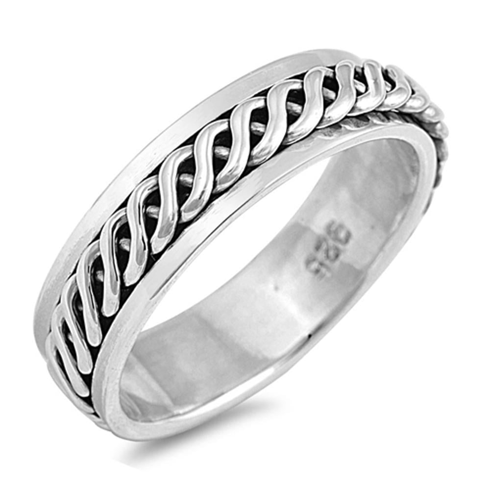 Plain Double Braided Band .925 Sterling Silver Ring Sizes 6-13 
