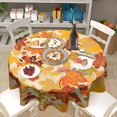 thumbnail image 7 of Fall Leaf Tablecloth Round Autumn Leaves Table Cloths Circular Table Cover Washable Polyester Tabletop for Dining Kitchen Picnic Party Decor 60 Inch, 7 of 7