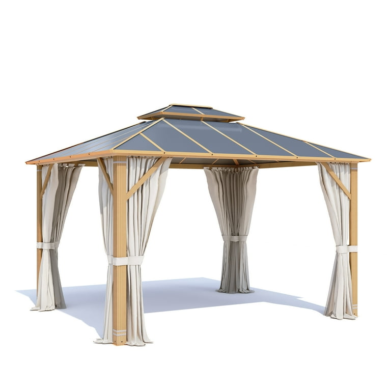 Richryce 10x12ft Hardtop Metal Wood Permanent Cover Gazebo