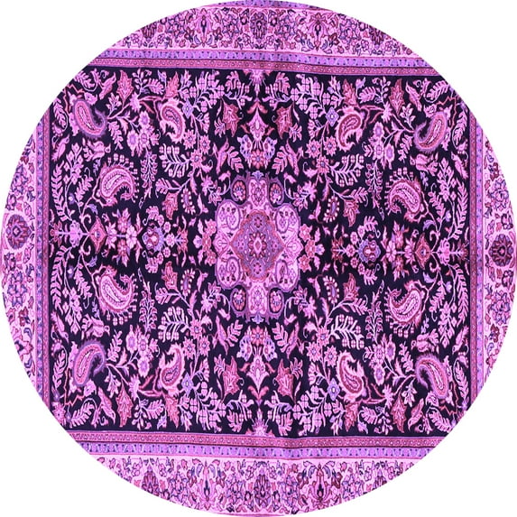 Ahgly Company Indoor Round Animal Purple Traditional Area Rugs, 4' Round