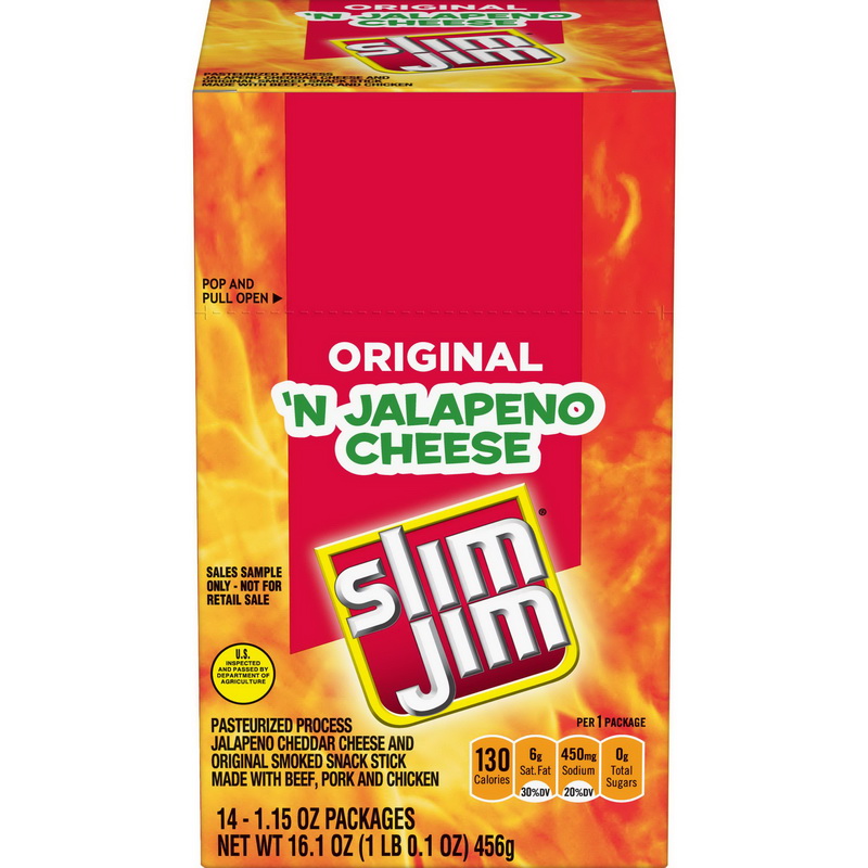 (Price/case)Slim Jim Original Beef Snack Stick 'N Jalapeno Cheese 1.5