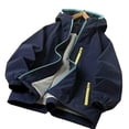 thumbnail image 4 of BCSIOAOI Girls Sweater,Hooded Elastic Cuffs Zipper Windproof Outdoor Jacket with Pockets Navy 11-12 Years, 4 of 7