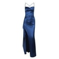 thumbnail image 6 of Sexy Backless Summer Dress Women 2025 Satin Party Long dress Elegant Evening Birthday Maxi Dress Blue L, 6 of 6