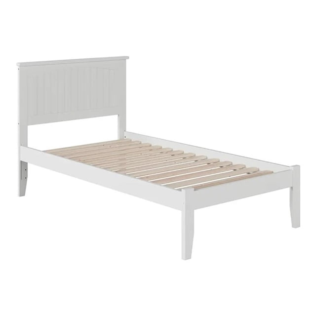 Leo & Lacey Lit Plateforme Simple en Bois Massif Style Ferme avec USB Attachable, Blanc