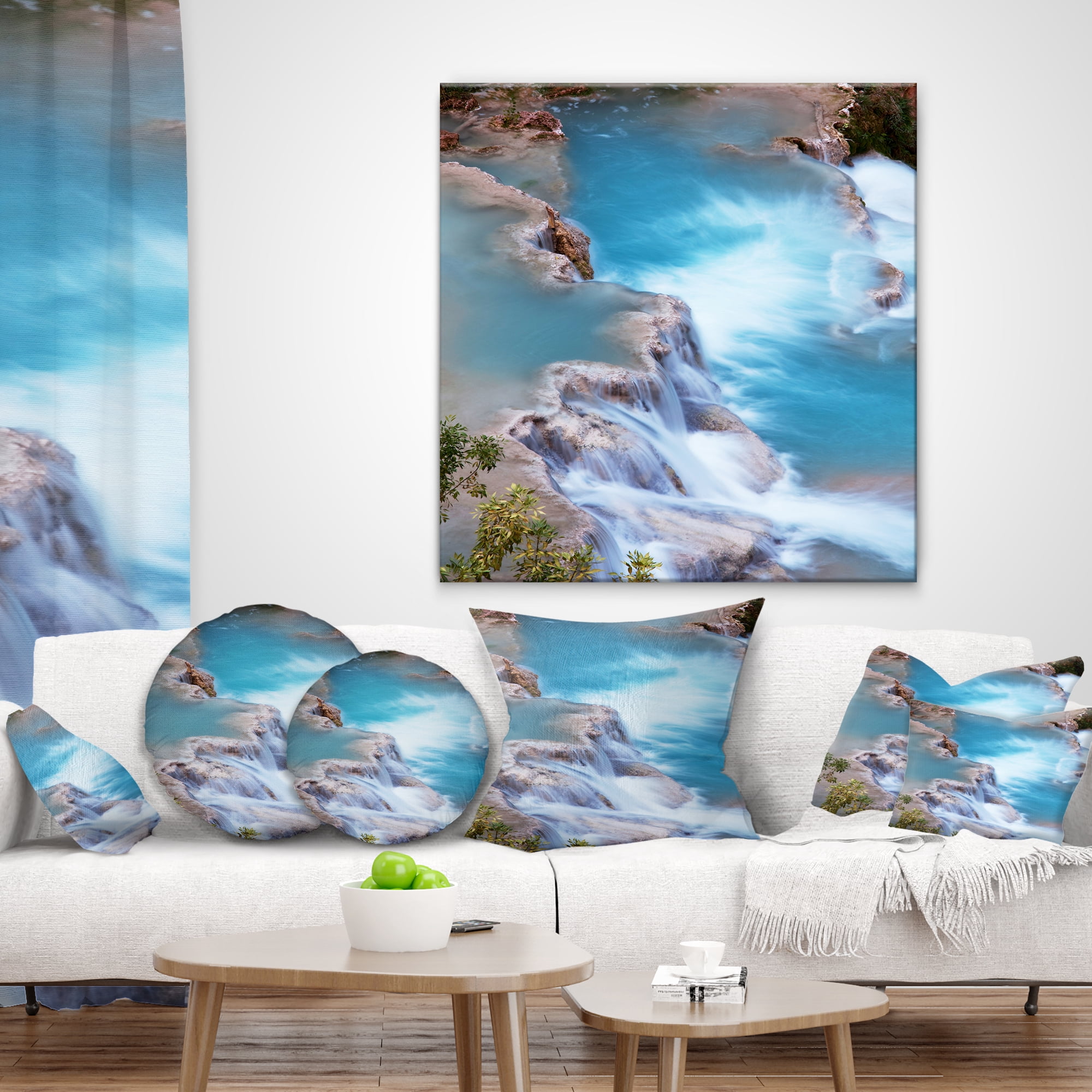 Designart Stunning Aerial View of Havasu River - Landscape Printed Throw Pillow - 12x20