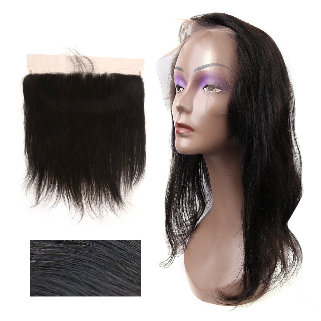 Unique Bargains Straight Free Part Closure Human Hair Frontal Lace 13x4 16 Walmart Com Walmart Com