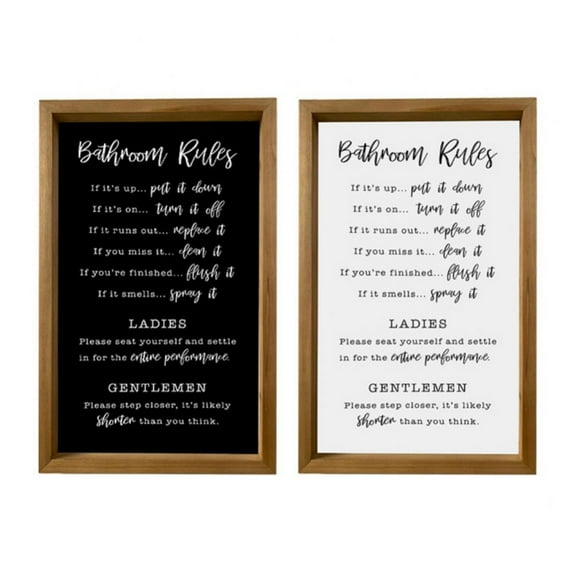 Retro Style Bathroom Sign Rustic Sturdy Wall Decor Bathroom Wall Art Easy to Install 11.8*5.9*1.8 In