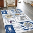 thumbnail image 2 of Summer Ocean Area Rugs 3'x5', Small Throw Rugs for Living Room Bedroom, Nautical Coastal Fish Food Wine Crab Navy Blue Indoor Outdoor Rug Non-Slip Low Pile Carpet Runner Reversible Floor Mats, 2 of 8
