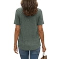 thumbnail image 4 of Women Tops Summer Sweaters Short Sleeve V Neck Shirts 2026 Spring Fashion Dressy Casual Business Tunic Blouses Dark Green L, 4 of 5