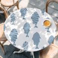 thumbnail image 4 of Abstract Art Fish Blue Round Tablecloth 45-54 Inch Round Fitted Table Cloth with Elastic Edge, Coastal Ocean Summer Marine Life Waterproof Table Cover Protector for Outdoor Picnic Party Dining, 4 of 9