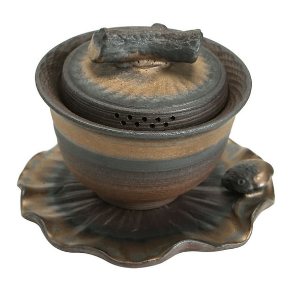 Chinese traditional Gaiwan porcelain Kung Fu tea bowl tea service handmade coarse pottery tea cup with saucer lid tea bowl tureen tea bowl tea set