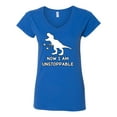thumbnail image 2 of Wild Bobby, Unstoppable T Rex Funny, Pop Culture, Women Standard V-Neck Tee, Royal, X-Large, 2 of 4