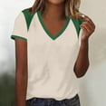 thumbnail image 2 of GUACER Short Sleeve Shirts for Women Casual V Neck Color Block Shoulder Tee Tops Loose Fit Summer Blouses, 2 of 6