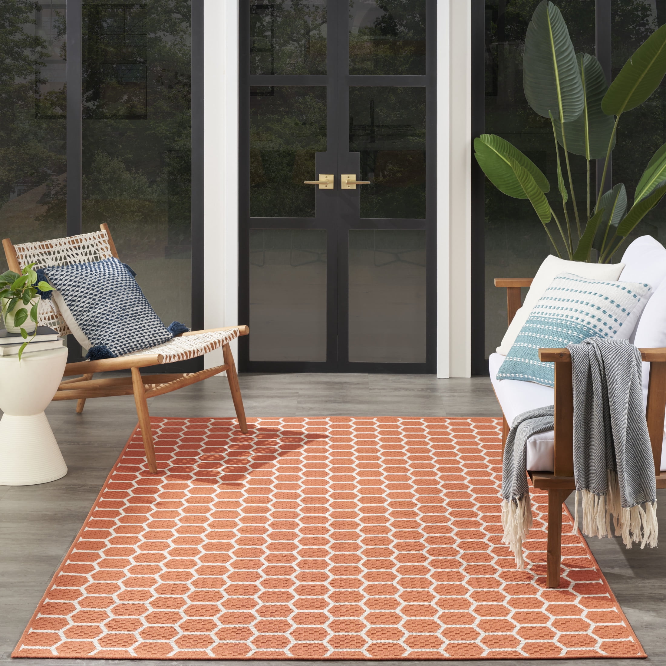 Nourison Twist Reversible 4' x 6' Coral Modern Rug