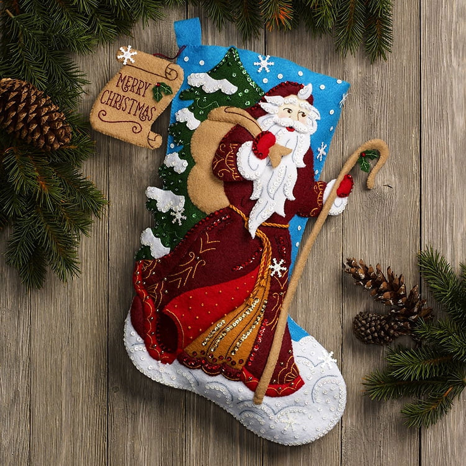 Bucilla Christmas Nativity 18 Felt Applique Stocking Making Kit Perfect for  DIY Needlepoint Arts and Crafts 89531E White
