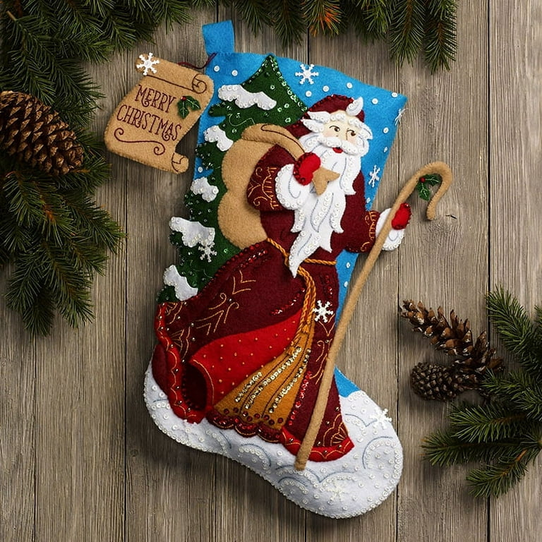 Bucilla Felt Applique 18 Christmas Stocking Kit, Christmas to the Moon 