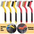 thumbnail image 3 of 6 Pieces Wire Brush Set Nylon Brass Stainless Steel Brushes for Cleaning with Curved Handle Grip, Small Wire Brushes for Rust Removing, Welding Slag, Solder, Scale with Deep Cleaning, 3 of 7