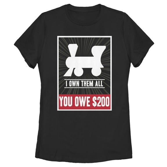 Women's Monopoly Own All Railroads  Graphic Tee Black X Large