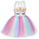 thumbnail image 3 of Vestido de tul con tutú de unicornio y princesa para niñas, con flores pastel, para fiesta de cumpleaños de niñas, disfraces de carnaval y Halloween para niños, 3 of 5