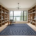 thumbnail image 2 of ODIKA 9'x12' Navy Cream Geometric Patterned Design Washable Area Rug Intricate Abstract Lines and Shapes for Master Suite, California King, Under Bed, Non-Shedding, Easy Care, 2 of 7