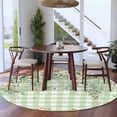 thumbnail image 4 of Round Area Rug 8 Ft, Watercolor Floral Washable Non-Slip Circle Carpet for Living Room/Bedroom, Spring Flowers Leaves Botanical Green Plaid Collection Low-Profile Large Area Rugs for Indoor, 4 of 7