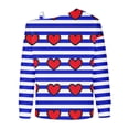thumbnail image 5 of Penkiiy Womens Valentine Day Sweatshirt Off-shoulder Shirt Hearts Striped Graphic Long Sleeve Pullover Tops S Blue, 5 of 5