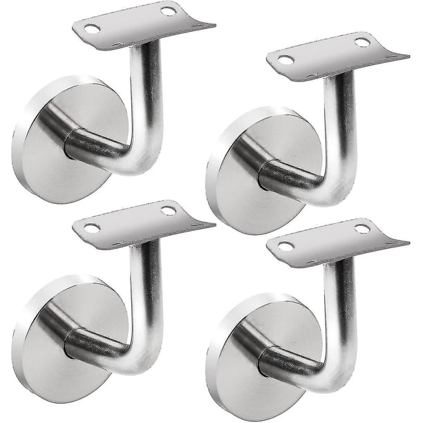 4 piezas de soportes de pasamanos montados en la pared, soportes de pasamanos de acero inoxidable para escaleras, soporte de pasamanos con roseta de cubierta para interiores y exteriores
