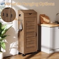 thumbnail image 5 of WARAYZ Farmhouse Kitchen Storage Cabinet with Wheels, Ventilated Louver Door Vegetable Bin, Large Capacity Rolling Pantry Organizer, Mobile Storage Unit, 5 of 10