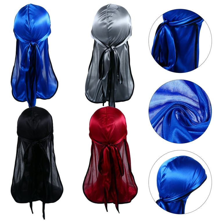  4PCS Silky Durags, Silk Durag for Men Women Waves