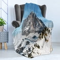 thumbnail image 4 of Mountain Soft Flannel Fleece Blanket, Majestic Mountain Northerns Italy European Mediterranean Snowy Peak Nature, Cozy Plush for Indoor and Outdoor Use, 50" x 60", Brown Blue White, by Ambesonne, 4 of 5