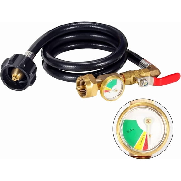 New Updated with Pressure Gauge 36" Propane Refill Adapter Hose,2026 New Propane Refill Adapter Hose with Tank Gauge for Filling 1lb Bottles from 20lb Tank（XX）