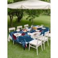 thumbnail image 4 of Outdoor Tablecloth with Umbrella Hole for Patio/Picnic/Party/Camping, 4 of July Waterproof Table Cloth Rectangle Table Cover Washable, Patriotic Blossom Flowers Roses Leaf Blue (60"x 84"), 4 of 9