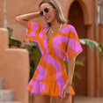 thumbnail image 2 of Orange Pink Wavy Abstract Pattern Cover Ups Dresses Women Summer Dress Vintage, 2 of 6