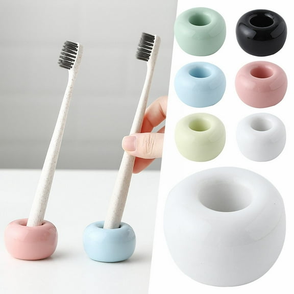 1*Toothbrush Holder Urbanstrive Sleek Mini Ceramics Toothbrush Holder Stand for Bathroom Vanity Countertops Bathroom Products