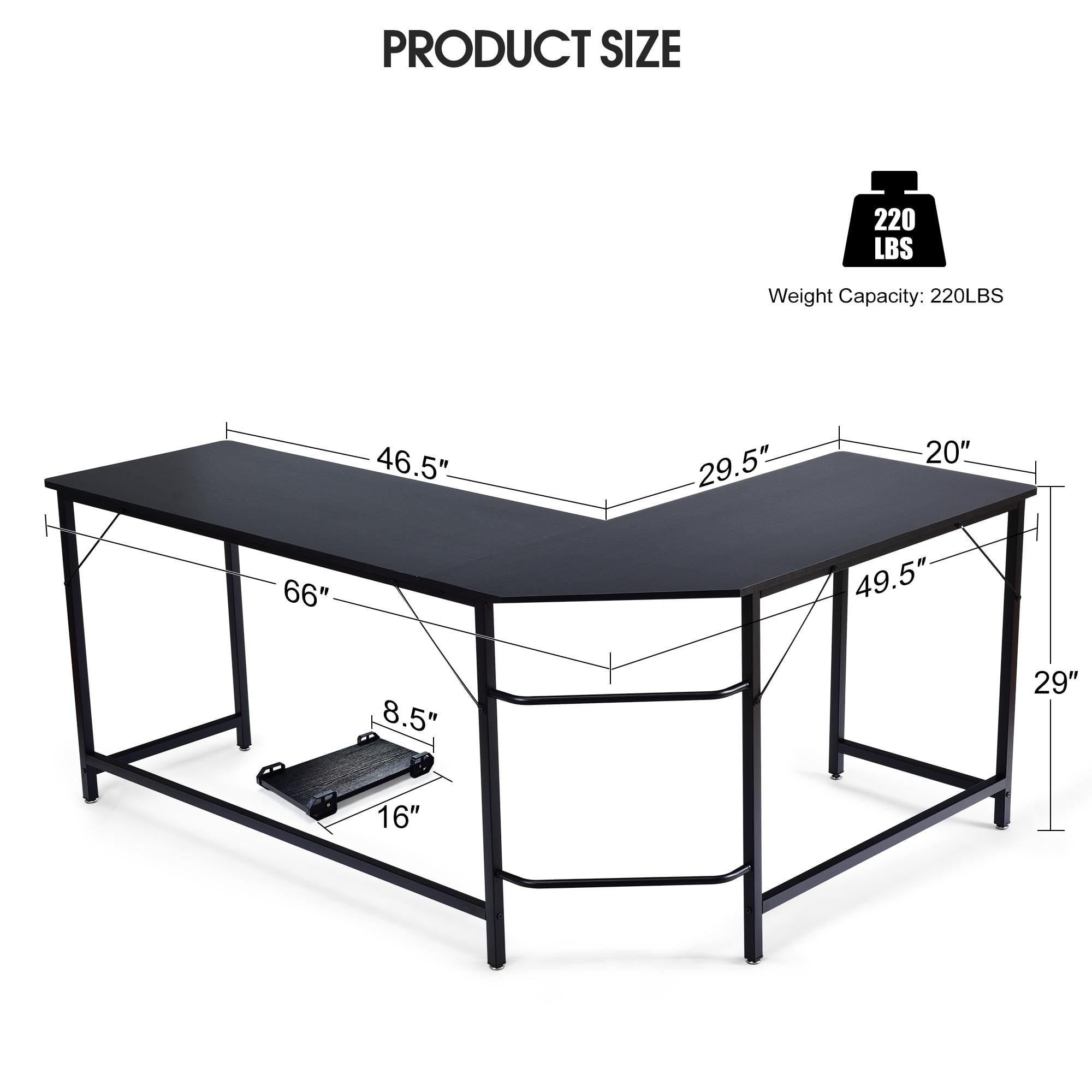 Eyerson L-Shape Gaming Desk with Built in Outlets 17 Stories Size: 33.30 H x 63 W x 31.50 D, Color (Top/Frame): Brown/Black